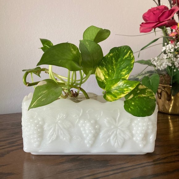 Anchor Hocking Accents Fire King Milk Glass Planter Poshmark